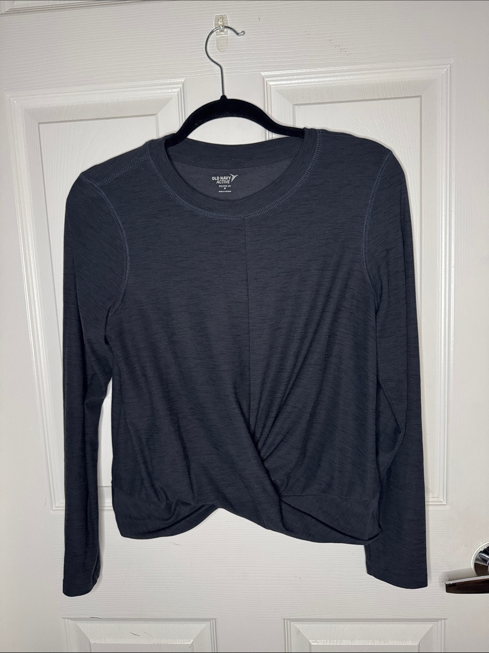 Old Navy Long Sleeve Twist-Front Top — Charcoal